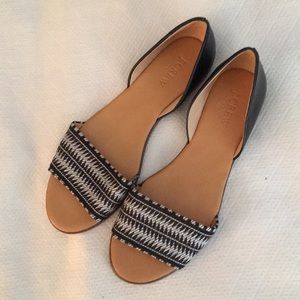 JCrew black and white pattern sandals
